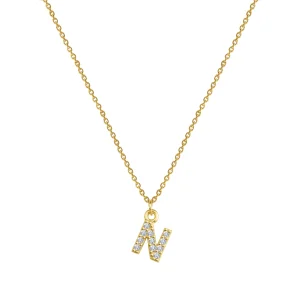 Pave N Initial Necklace