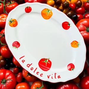 Pomodoro Stoneware Boat-shaped Serving Plate 34 Cm