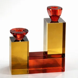 Geometric Block Glass Candlestick