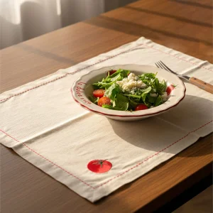 Pomodoro Linen Embroidered Placemat Set Of 2, 35x40 Cm
