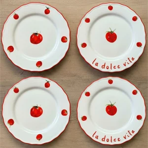 Pomodoro Stoneware 4-piece Serving Plate Set, 28 Cm