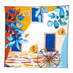 Azur Zest %100 Silk Scarf