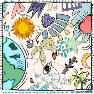 Bon Voyage İpek Saten Bandana Fular