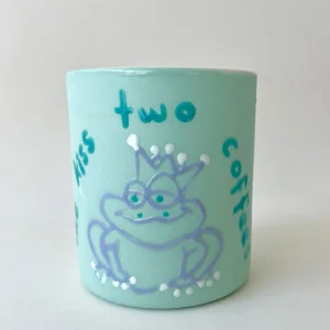 Frog Prince Handmade Porcelain Large Cup - Mint Green