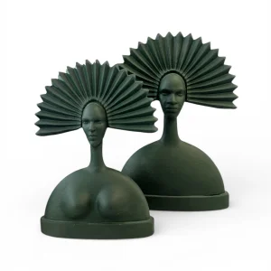 Uniq Green African Sculpture Object Set