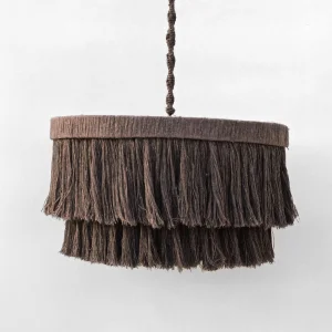 Two-tier Tassel Macrame Chandelier With Gold Details