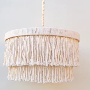 Two-tier Tassel Macrame Chandelier With Gold Details