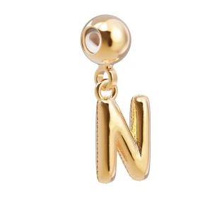 18 Ayar Altın Kaplama Charm Harf - N