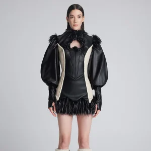 Queen Of Hearts Mini Dress - Faux Leather & Faux Fur