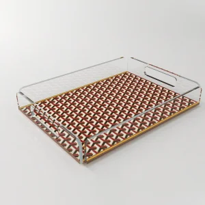 Geometric Design Plexiglass Tray Red
