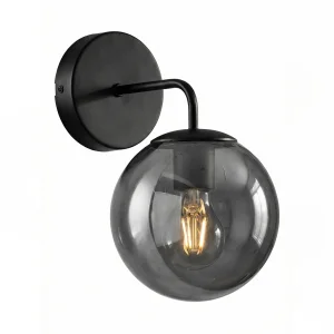 Zarora Wall Sconce - Glass Globe Head, Black Body, 3 Color Options