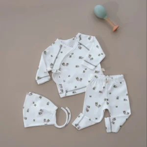 Yonca Baskılı Pure Hug Serisi Kruvaze 3'lü Takım