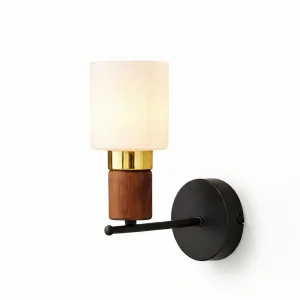 Elyra Modern Decorative Wall Sconce - Glass With Wood Detail