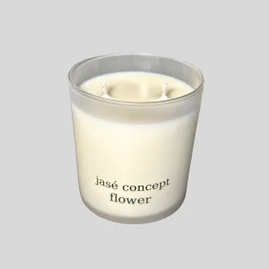Flower Scented Double Wick Natural Glass Candle 270 Gr