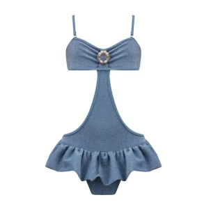 Luna Blue Kids Swimsuit  Embellished Buckle