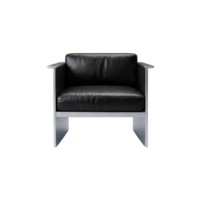 Block Stainless Steel Leather Armchair image 4