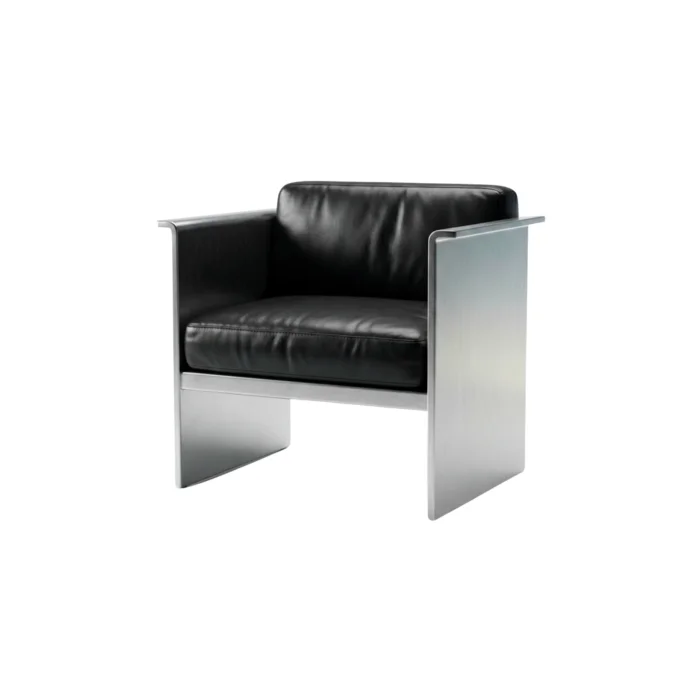 Block Stainless Steel Leather Armchair image 2