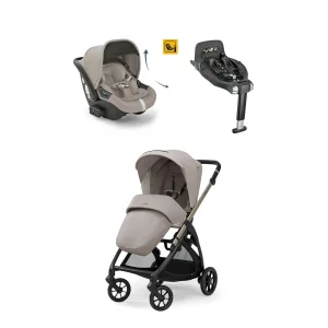 Inglesina Electa+ Tek El Katlanıp Açılan Çift Yön Bebek Arabası Yatabilen Ana Kucağı+Baza 3lü Set - Battery Beige