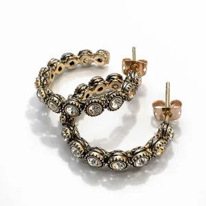 Thin Stones Hoop Earrings