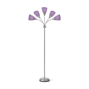 Colarato Purple Swivel Head Grey Body Decorative Floor Lamp