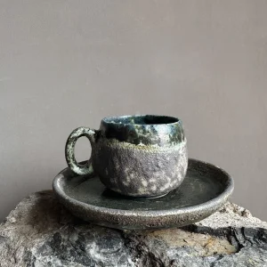 Alina I Handmade Ceramic Turkish Coffee Cup And Saucer Set