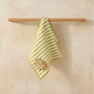 Matcha & Croissant Embroidered Decorative Towel