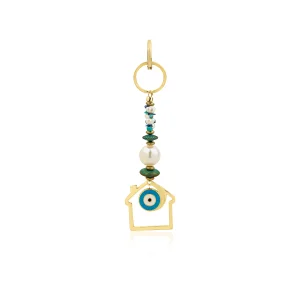 Saadet Nazar Blue House Keychain / Bag Charm