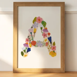 Flower A Initial Art Print