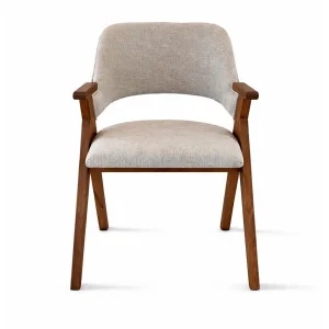 Ciclamino Natural Wood Upholstered Walnut Armchair Handcrafted Bohemian Scandinavian Design