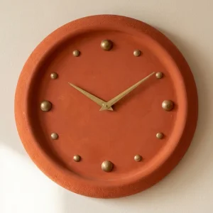 Sovo Concrete Wall Clock 28 Cm - Minimal Modern Decorative Clock (red)
