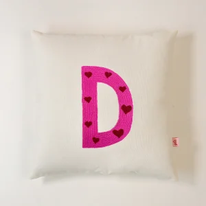 Heart Letter Decorative Pillow Cover - Tufted Initial Cushion Cover