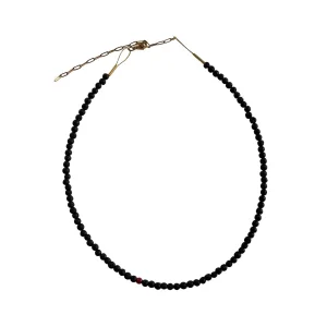 Black Lava Stone And Red Coral Necklace