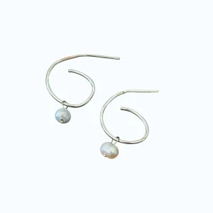 Shunya - Pearl Hoop Silver Earrings