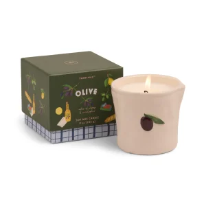 Bistro Olive Embossed Ceramic Candle-fig&olive Boxed