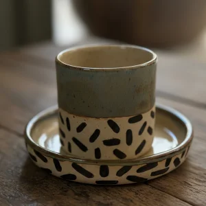 Pattern Series - Spotted Turkish Coffee Cup And Saucer