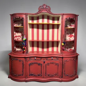 Hand-painted Vintage Display Console Cabinet