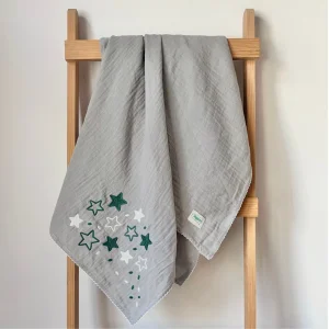Muslin Blanket With Ponpons100x100cm