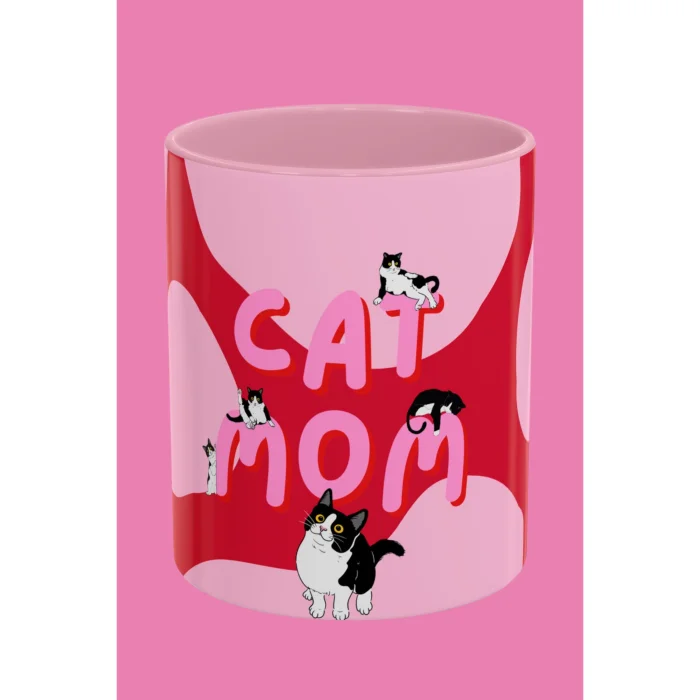 "cat Mom" Themed Design Porcelain Mug image 3
