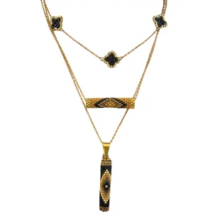 Delica Ethnic Black Necklace Line
