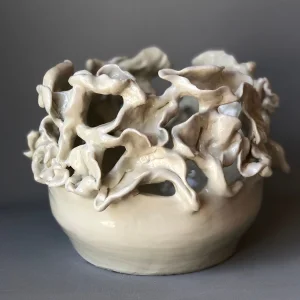Leafy, White Decorative Vase