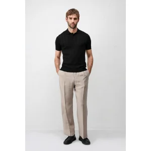 Textured Knit Polo T-shirt