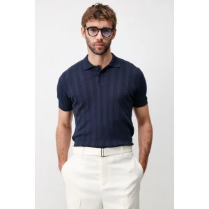Textured Knit Polo T-shirt
