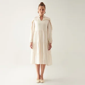 Ruffle-trimmed Midi Dress