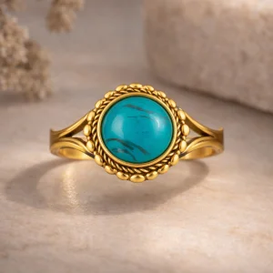 Natural Stone Brass Ring