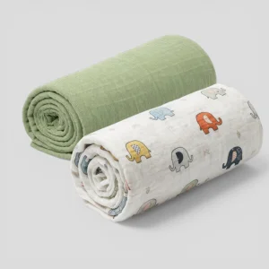 Eğlenceli Filler Müslin Örtü Set