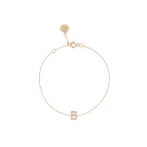 Gold And Diamond Letter B Bracelet