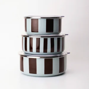 Emaylabxpeppythings Berry Enamel Triple Storage Container Set (suitable For Use On Stoves)