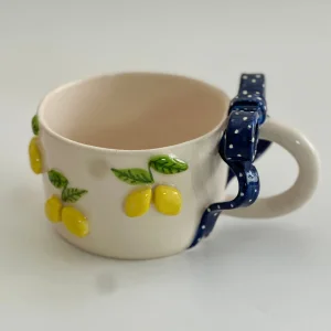 Lemon Bow Mug - Handmade Ceramic Cup
