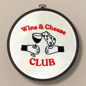 Wine & Cheese - Embroidered Wall Art