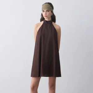 Nysa Halter-neck Jacquard Mini Dress